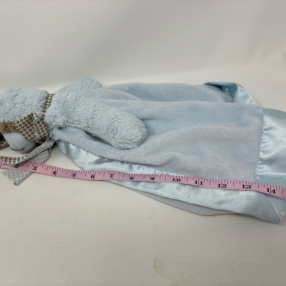 Bearington Baby Plush Puppy Dog Lovey Blue Soft Satin Security Blanket Stuffed - Picture 5 of 8
